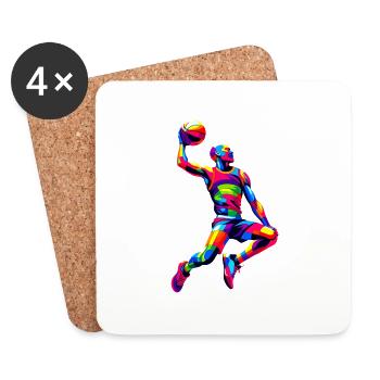 Colorful Pop Art Basketball Player Basketballer - Coasters (set of 4) - white - Front