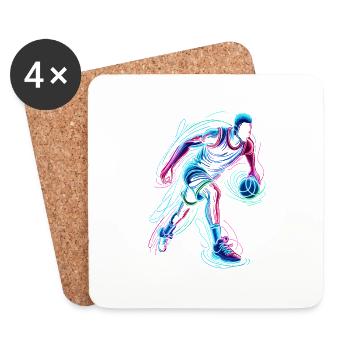 Joueur de basket-ball fluo Basketteur - Dessous de verre (lot de 4) - blanc - Devant