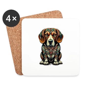 Mandala Art Beagle Dog Beagles Beag - Coasters (set of 4) - white - Front