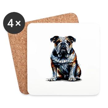 Polygone Art bouledogue bouledogues anglais - Dessous de verre (lot de 4) - blanc - Devant