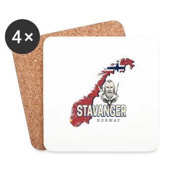 Stavanger, Norvège carte, Souvenir Vintage - Dessous de verre (lot de 4) - blanc - Devant