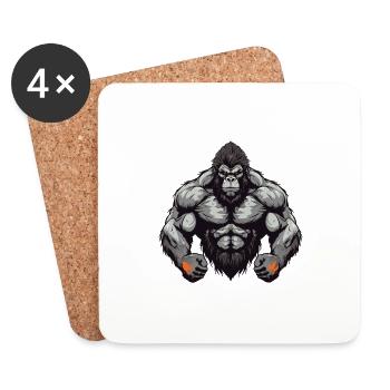 Gorilla Beast Bodybuilding Muskeln Gym - Untersetzer (4er-Set) - Weiß - Vorne