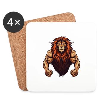 Lion Musculation Fitness Arts Martiaux MMA - Dessous de verre (lot de 4) - blanc - Devant