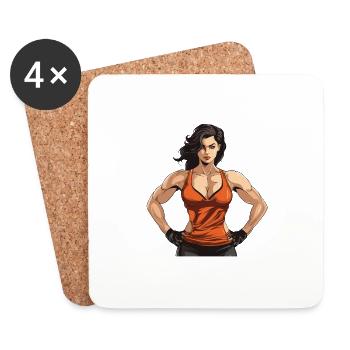 Woman Muscles Fbb Bodybuilding Girl Fitness - Coasters (set of 4) - white - Front