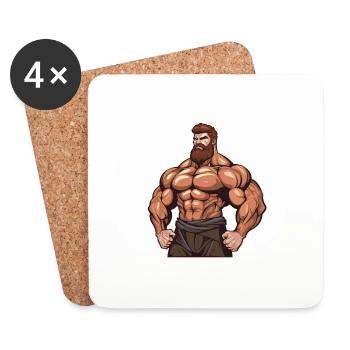 Entraînement Bodybuilder Gym Muscles Musculation - Dessous de verre (lot de 4) - blanc - Devant