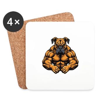 Dog Muscles Fitness Martial Arts MMA - Coasters (set of 4) - white - Front