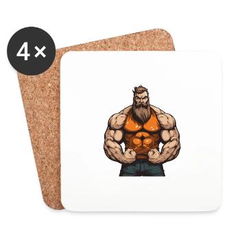 Entraînement Bodybuilder Muscles Musculation Gym - Dessous de verre (lot de 4) - blanc - Devant