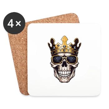 Couronne de Roi Crâne - Dessous de verre (lot de 4) - blanc - Devant