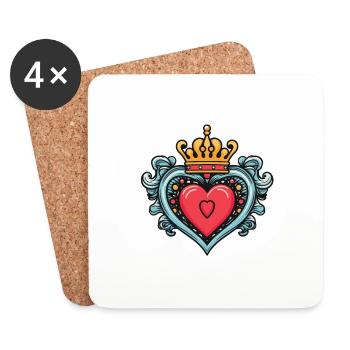 Heart Crown Love - Coasters (set of 4) - white - Front