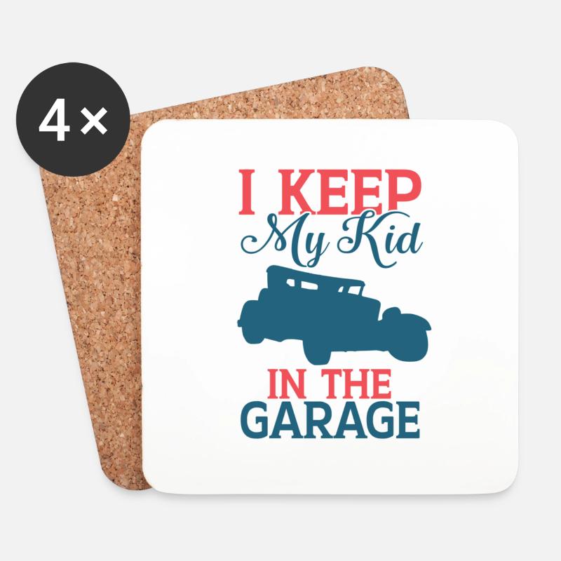 I keep my kid in the garage - Untersetzer (4er-Set) - Weiß
