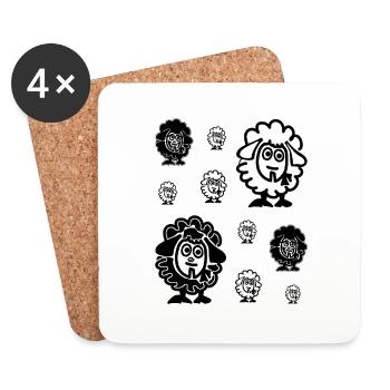 White Sheep and Black Sheep Herd - Coasters (set of 4) - white - Front