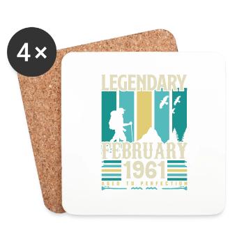 Cadeau Vintage Anniversaire Février 1961, février. - Dessous de verre (lot de 4) - blanc - Devant