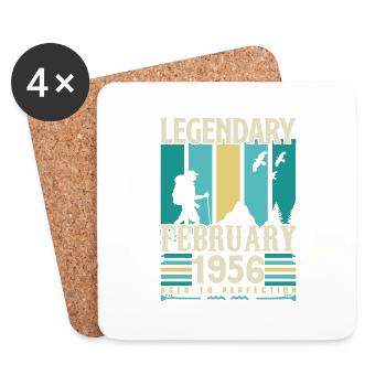 Cadeau Vintage Anniversaire Février 1956, février. - Dessous de verre (lot de 4) - blanc - Devant