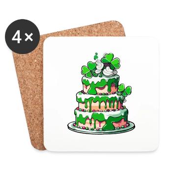 Gâteau d’anniversaire / Gâteau / Joyeux anniversaire / Gâteau - Dessous de verre (lot de 4) - blanc - Devant