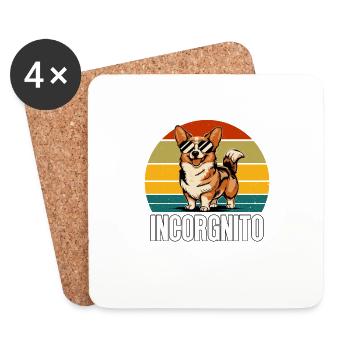 Chien Incorgnito pour les propriétaires de Welsh Corgi - Dessous de verre (lot de 4) - blanc - Devant