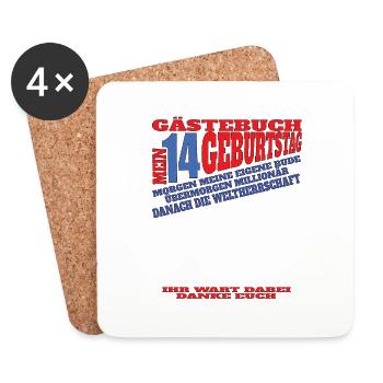14th Birthday Girl & Boy Guestbook - Coasters (set of 4) - white - Front
