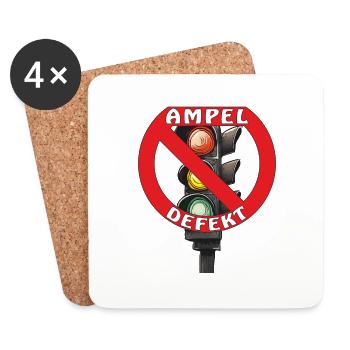 AMPEL DEFEKT - Untersetzer (4er-Set) - Weiß - Vorne