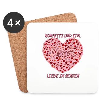 DES CONFETTIS ET BEAUCOUP D’AMOUR DANS LE CŒUR - Dessous de verre (lot de 4) - blanc - Devant