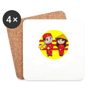 Vietnam Viet Kieu drapeau vietnamien I cadeau - Dessous de verre (lot de 4) - blanc - Devant