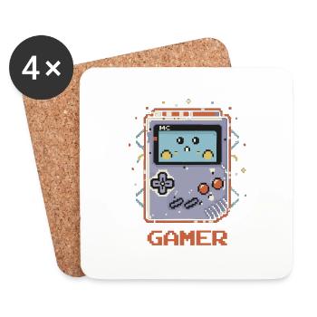 GAMER BOY – PIXEL ART - Untersetzer (4er-Set) - Weiß - Vorne