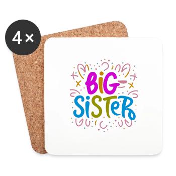 GROßE SCHWESTER - Untersetzer (4er-Set) - Weiß - Vorne