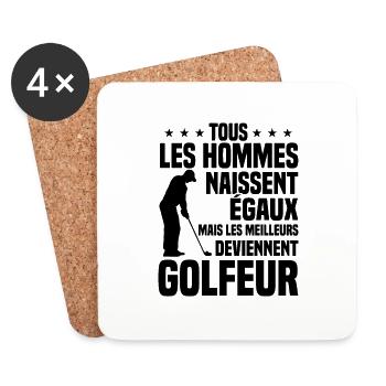 Hommes égaux meilleurs deviennent Golfeurs - Dessous de verre (lot de 4) - blanc - Devant