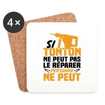 Si tonton ne peut pas le réparer personne ne peut - Dessous de verre (lot de 4) - blanc - Devant