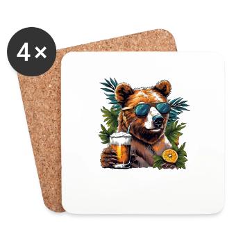 Bier Wie Macht der Bär Leer Trinkspruch Saufen - Untersetzer (4er-Set) - Weiß - Vorne
