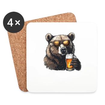 Bier Wie Macht der Bär Leer Trinkspruch Saufen - Untersetzer (4er-Set) - Weiß - Vorne