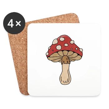 Pilz Kostüm Karneval Verkleidung Fliegenpilz Pilze - Untersetzer (4er-Set) - Weiß - Vorne