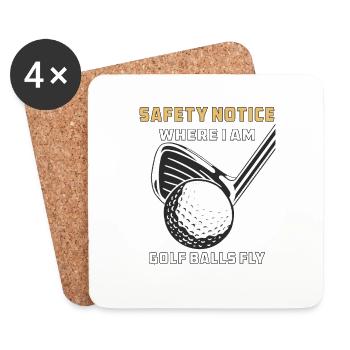 LE GOLF LÀ OÙ JE SUIS, LES BALLES DE GOLF VOLENT - Dessous de verre (lot de 4) - blanc - Devant