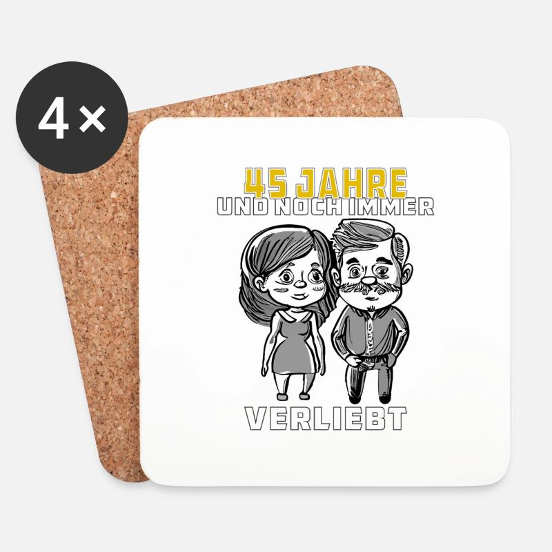 PAAR 45 JAHRE UND NOCH IMMER VERLIEBT - Untersetzer (4er-Set) - Weiß