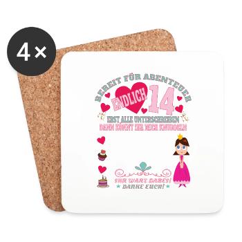 14th Birthday Girl & Boy Guestbook - Coasters (set of 4) - white - Front