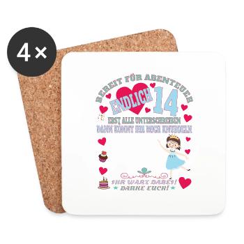 14th Birthday Girl & Boy Guestbook - Coasters (set of 4) - white - Front