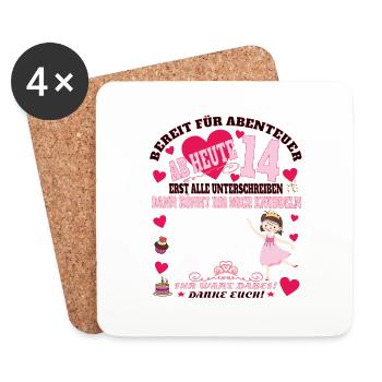 14th Birthday Girl & Boy Guestbook - Coasters (set of 4) - white - Front