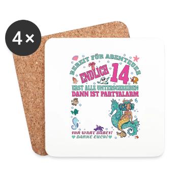 14th Birthday Girl & Boy Guestbook - Coasters (set of 4) - white - Front