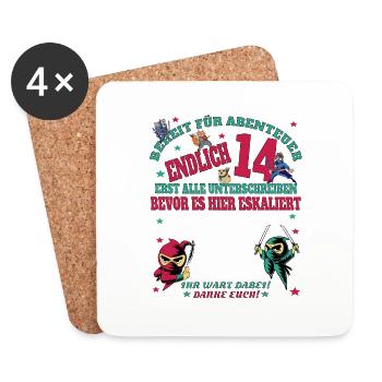 14th Birthday Girl & Boy Guestbook - Coasters (set of 4) - white - Front