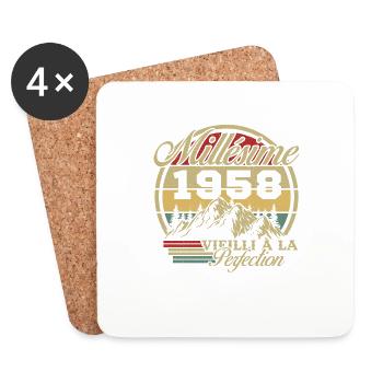 Vintage 1958, Vintage 1958 Birthday Gift - Coasters (set of 4) - white - Front