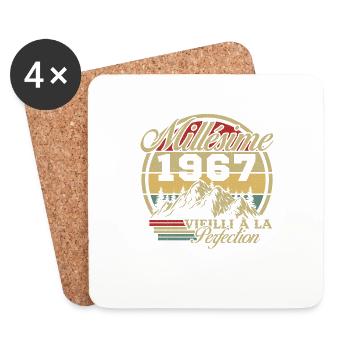 Millésime 1967, Cadeau D'anniversaire Vintage 1967 - Dessous de verre (lot de 4) - blanc - Devant