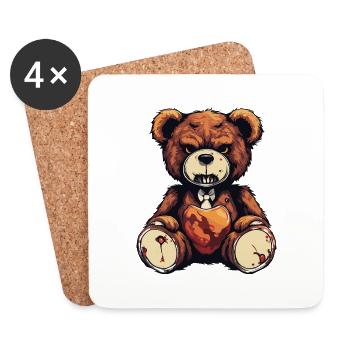 Ours en peluche / Peluche / Animal en peluche / Idée cadeau - Dessous de verre (lot de 4) - blanc - Devant