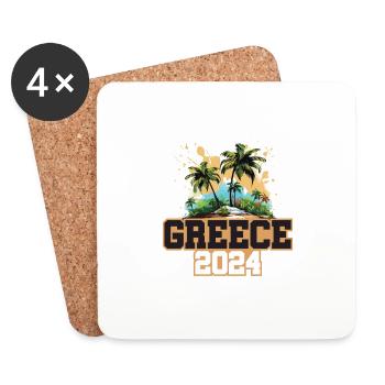 Greece 2024 Reisen Urlaub - Untersetzer (4er-Set) - Weiß - Vorne