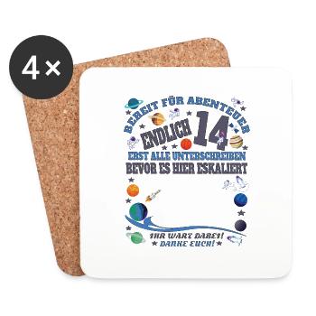 14th Birthday Girl & Boy Guestbook - Coasters (set of 4) - white - Front