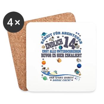 14th Birthday Girl & Boy Guestbook - Coasters (set of 4) - white - Front