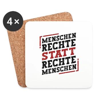 Menschenrechte Statt Rechte Menschen - Untersetzer (4er-Set) - Weiß - Vorne