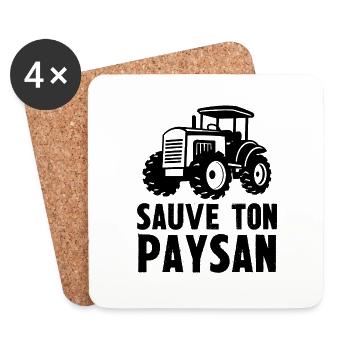 sauve ton paysan - Dessous de verre (lot de 4) - blanc - Devant
