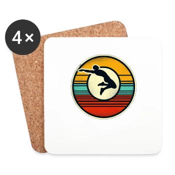 Saut en longueur - Dessous de verre (lot de 4) - blanc - Devant