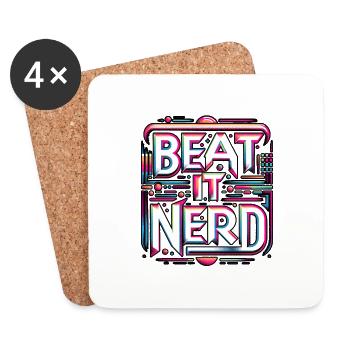 Beat it Nerd 10 - Coasters (set of 4) - white - Front