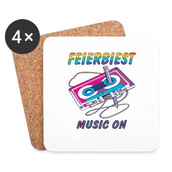 CASSETTE FEIERBIEST MUSIC ON - Coasters (set of 4) - white - Front