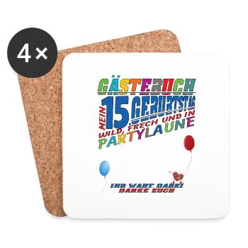 15th Birthday Girl & Boy Guestbook - Coasters (set of 4) - white - Front