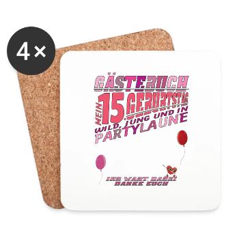 15th Birthday Girl & Boy Guestbook - Coasters (set of 4) - white - Front